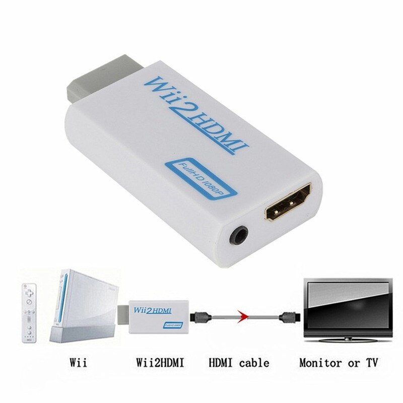 Adaptateur Wii vers HDMI Résolution Full HD 1080p 1 Unité, Convertisseur pour Écran de PC ou de Télévision Haute Définition, Prise Audio de 3,5 mm, Compatible Wii2HDMI