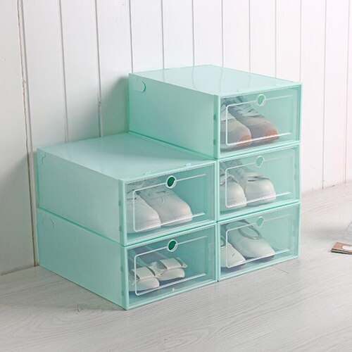 Schoenenopbergdozen, doorzichtige plastic stapelbare schoenenorganizer, opvouwbare schoenendoos, stapelbare doorzichtige schoenenopbergdoos ( 3 stuks): Groente