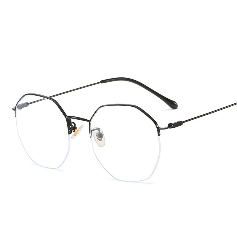 Oversize Semi Rimless Glasses Blue Light Blocking Eye Glasses Optical Spectacle Computer Eyeglasses Frame For Women Men: Black