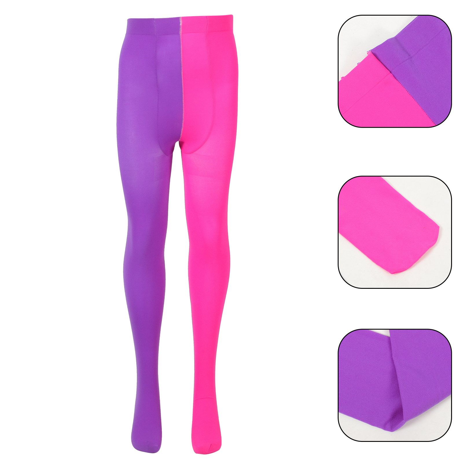 Leggings à double documents AB Splice Stores, taille libre, blanc droit, rose rouge et violet,