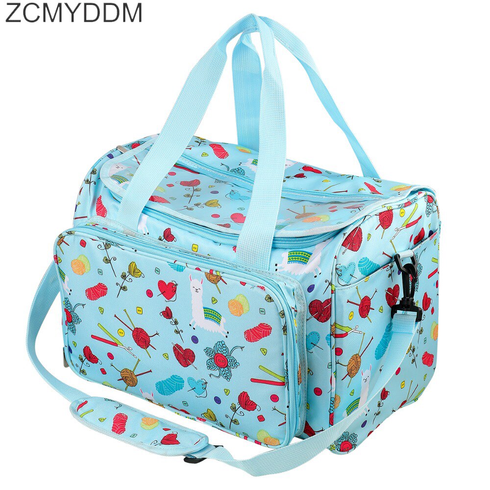 ZCMYDDM Print Knitting Storage Bag Yarn Tote Organizer with Inner Divider DIY Household Organizer Knitting Needle Bag: 04