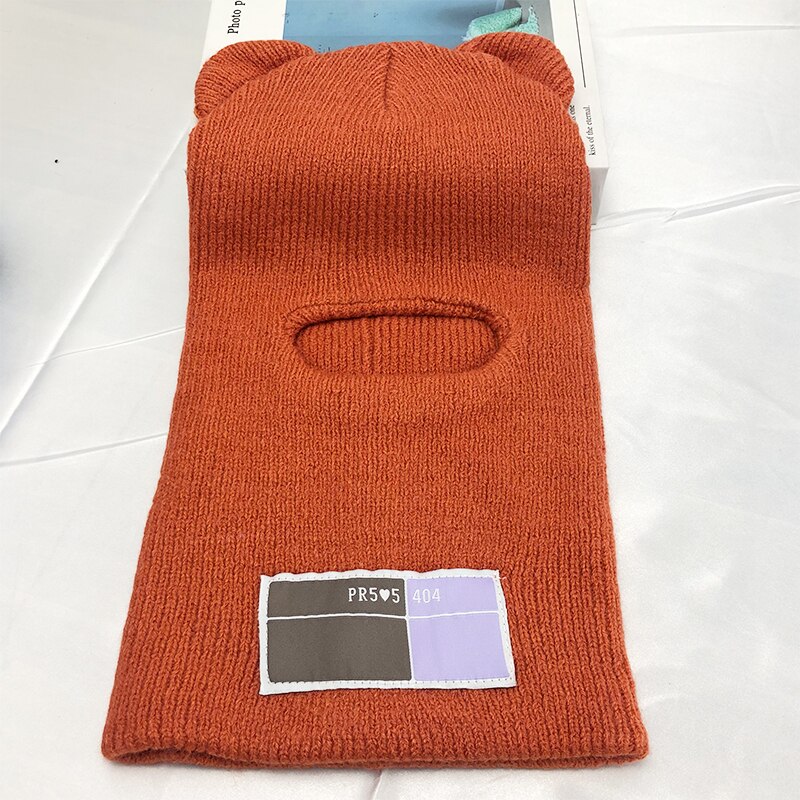 Bjørn ører balaclava damer 1 skrog skimaske håndlaget heklet hel ansikt ullhatt søt jente vinter streetwear varm lue