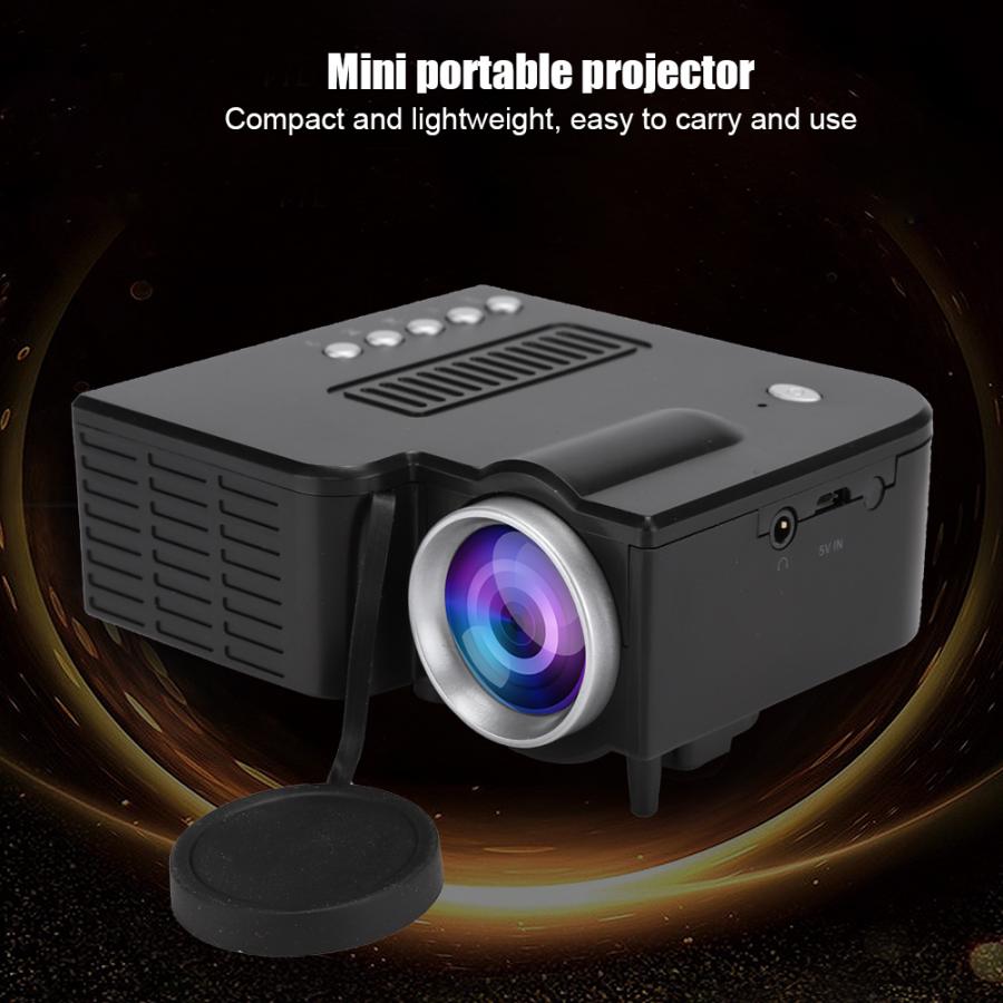 Ledet mini kontor projektor 320*180 fysisk opløsning bærbar projektor support 1080p video usb tf-kort hjemmeprojektor afspiller