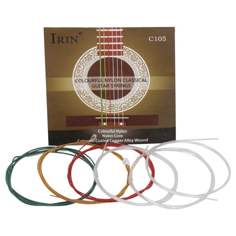 IRIN C105 Arcobaleno Corde Della Chitarra di Nylon Nucleo Colorato Rivestito in Lega di Rame della Ferita per Acustica Chitarra Classica (.028-.043)