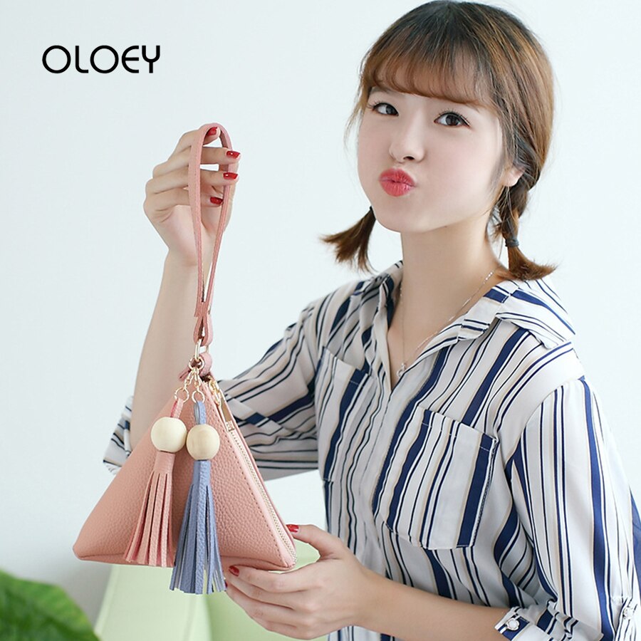 Driehoek Kwastje Mini vrouwen Tas Vrouwelijke Clutch Purse Handtas Polsbandjes Strap Kleine Totes PU Schoudertas Casual Telefoon pakket