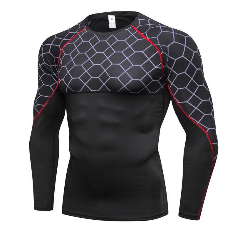 Man Quick Dry Compression Shirt Long Sleeves T Shirt Plus Size Fitness Clothing Solid Colorquick Dry Bodybuild Fitness Shirt: D / L