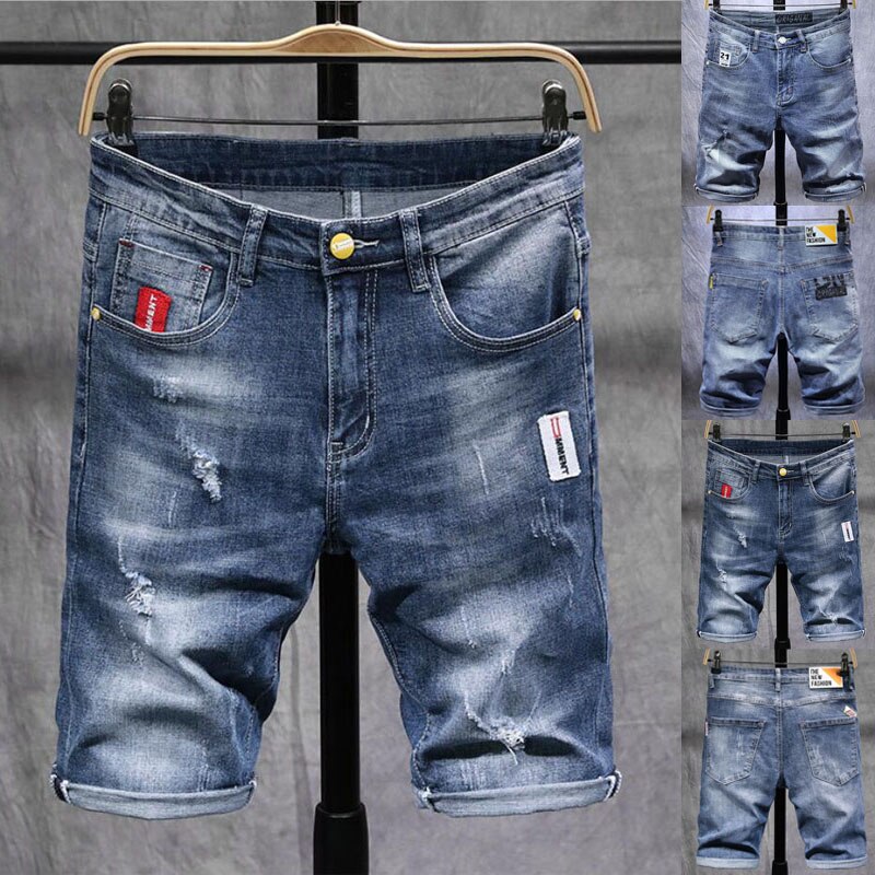Rekbare jeans heren denim shorts heren casual shorts midi broek korte jeans casual broek rip jeans heren shorts heren jeans