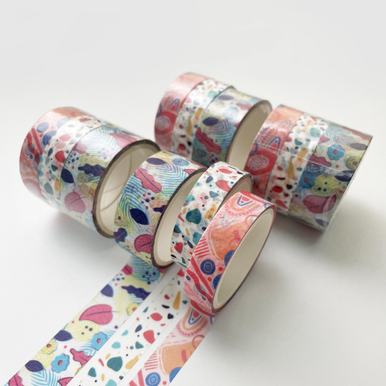 Juego de cintas Washi de 3 piezas, cintas decorativas de Flora geométrica, grabables, Vintage, para manualidades, álbum de recortes, diario, planificador: G
