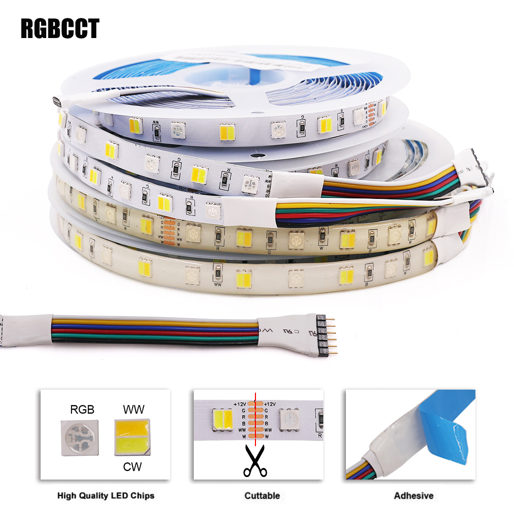SMD 5050 RGB LED Strip Light Waterproof LED Tape 5M 300LED DC12V 24V RGBCCT RGBW RGBWW White Warm White LED Light Strip Flexible