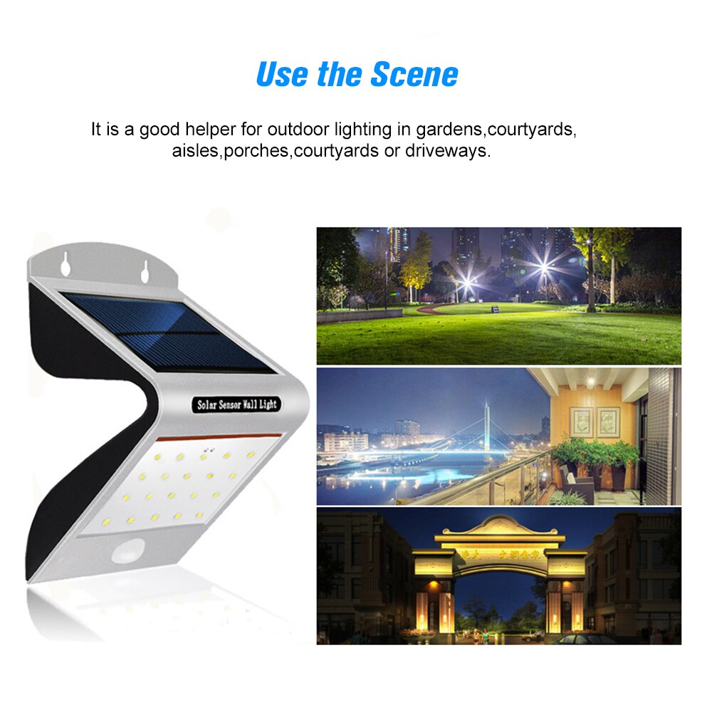 Solar Lights Solar Sensor Wall Lights IP65 Waterproof Sensor Activated Auto On/Off for Garden/Courtyard/Gate/Balcony