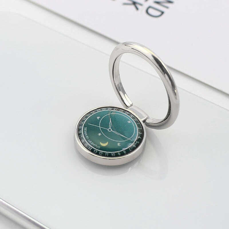 Small Fresh Mobile Phone Ring Holder Magnetic Car Bracket Tablet Stent Cute Watch Pattern Support Phone Stand for iphone X XS XR: silver ring blue