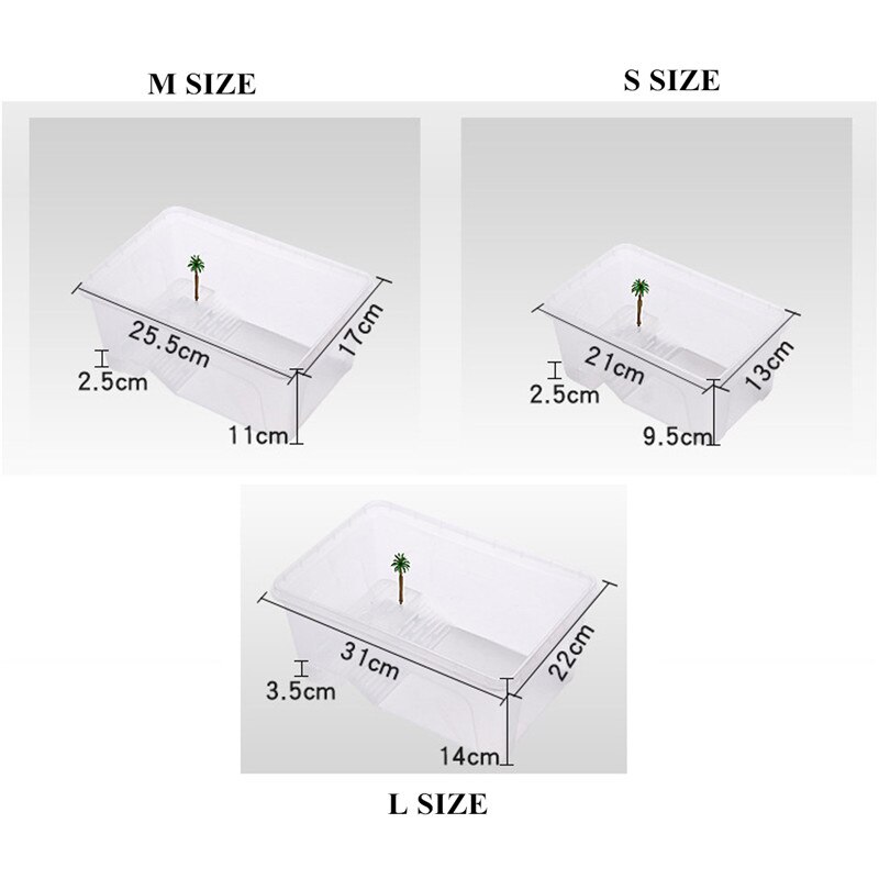 Plastic Transparent Fish Tank Large Capacity Aquarium Habitat Tub Insect Reptile Breeding Feeding Box Turtle Tank Platform S/M/L