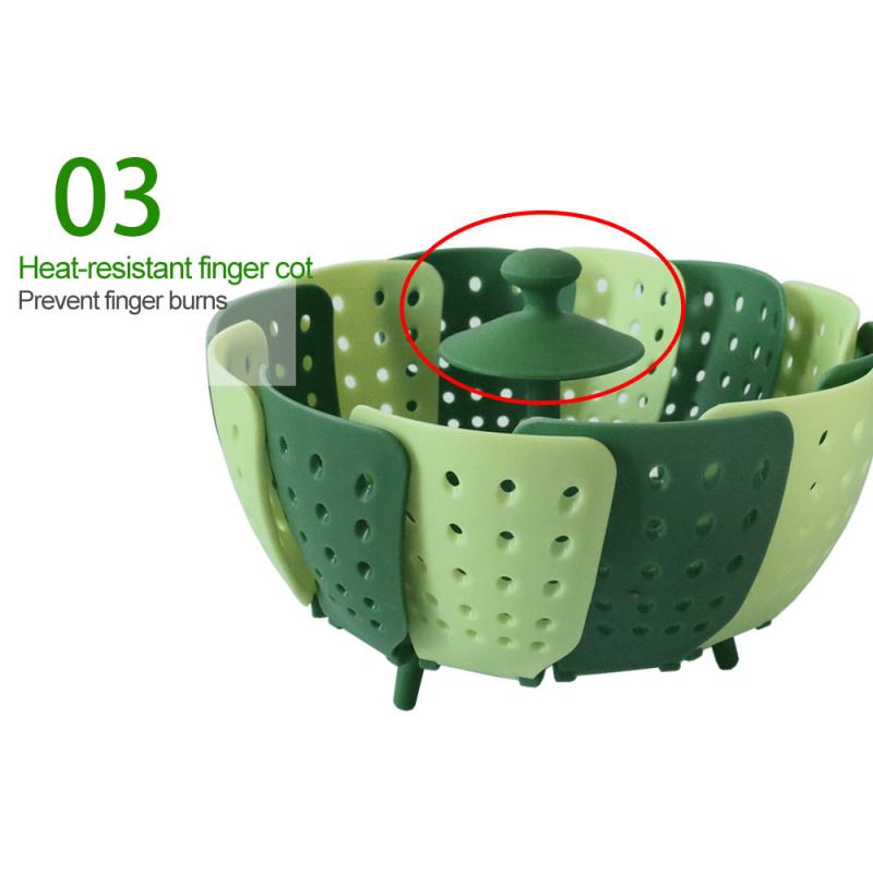 Cookware Plastic Steaming Food Basket Mesh Silicone Faucet Steamer Folding Food Vegetable Vapor Cooker Dish Foldable Steamer