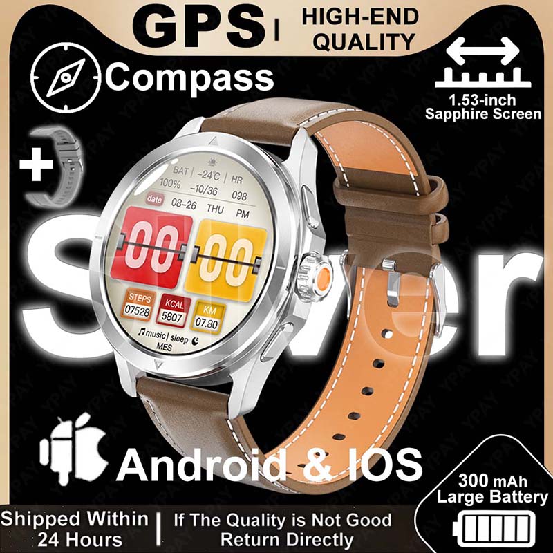 2025 novo s4 ultra relógio inteligente masculino amoled esporte ao ar livre nfc gps pista freqüência cardíaca à prova dwaterproof água bluetooth chamada smartwatch para xiaomi: Marrom