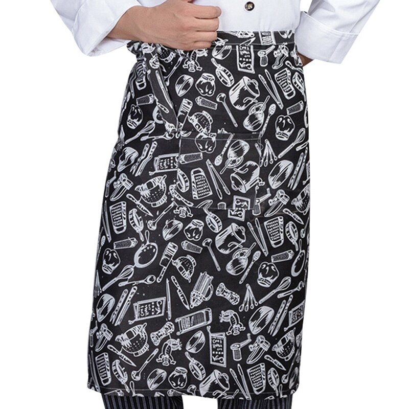 -uniformt kort förkläde med fickor halv midja förkläde restaurang servitörer servitris uniform matservering köksförkläde: Porslin