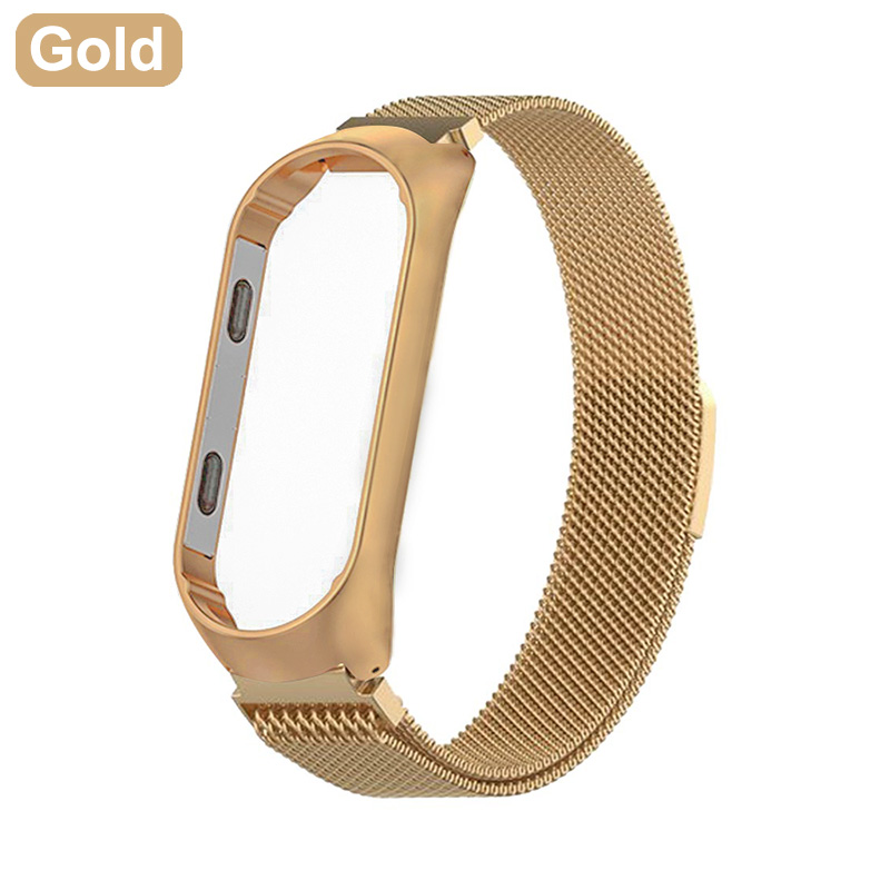 Correa para Xiaomi mi Band 4 pulsera de Metal para mi band 3 correa de muñeca de acero inoxidable para mi band reemplazo pulsera Accesorios: Gold / For Mi Band 3