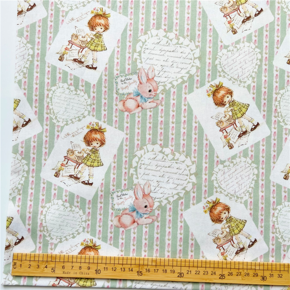 Katoen Gedrukt Cartoon Cartoon Retro Pop Tulp Stof Voor Kinderen Kleding Hometextile Baby Rok Cover Diy Materi: M / CAMEL