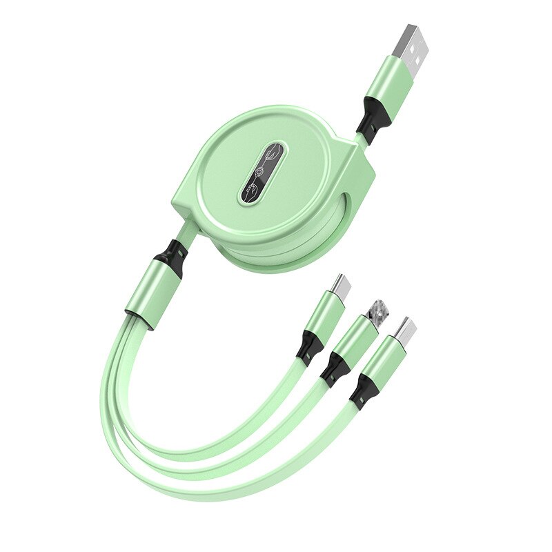 GZKZLIA – câble de Charge rapide 3 en 1 micro usb 3A pour iPhone 11 et 12 ipad, accessoire télescopique Portable de 1.1m, Z58: Z58-Green