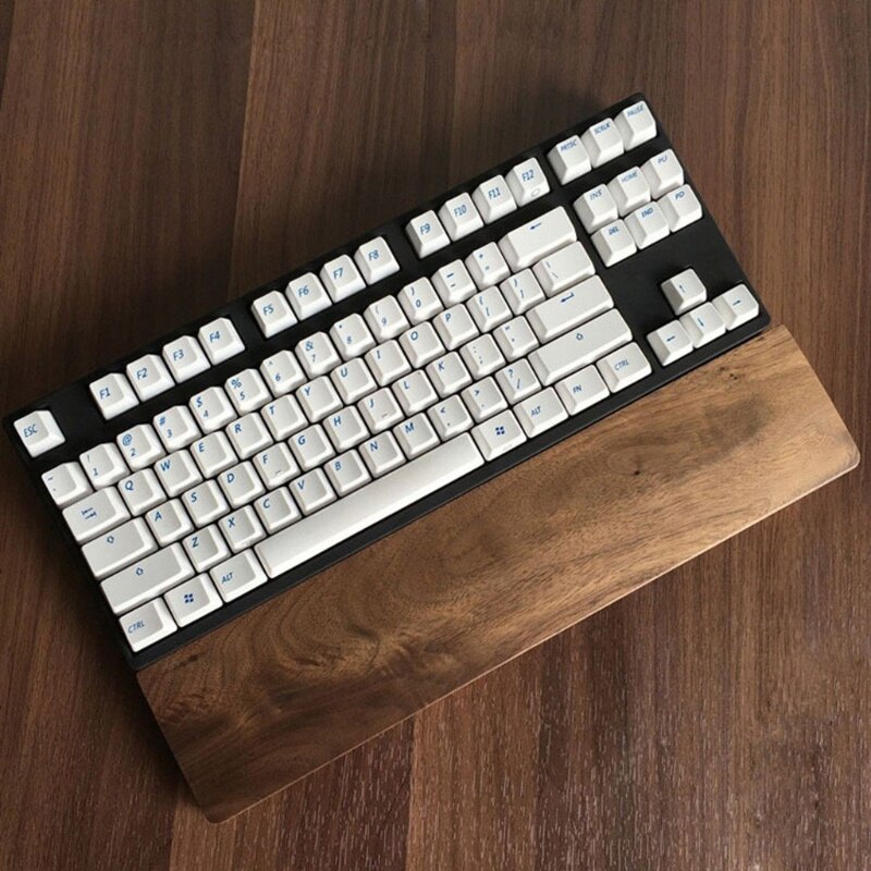 Walnut Wooden Mechanical Keyboard Wrist Rest with Anti-Slip Mat Ergonomic Gaming Desk Wrist Pad Support 61 87 104 Keys Hand Pad