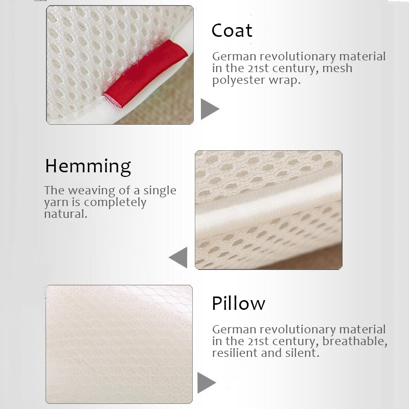 Ren 3d mesh flannel vaskbar pude trykaflastning rejse nakke beskyttelse pude anti-mide ergonomisk til hjemmet sengetøj