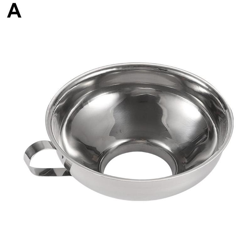 Embudo de boca ancha de acero para preparación de ensaladas, embudo grueso de calibre, herramienta de cocina, fugas de aceite: A