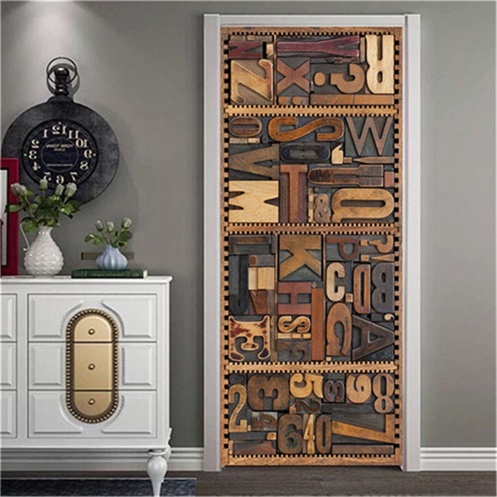 ! Detail Picture With Buyers Show Door Stickers Waterproof Wallpaper DIY Removable Self Adhesive PVC Mural 3D View: shuzi