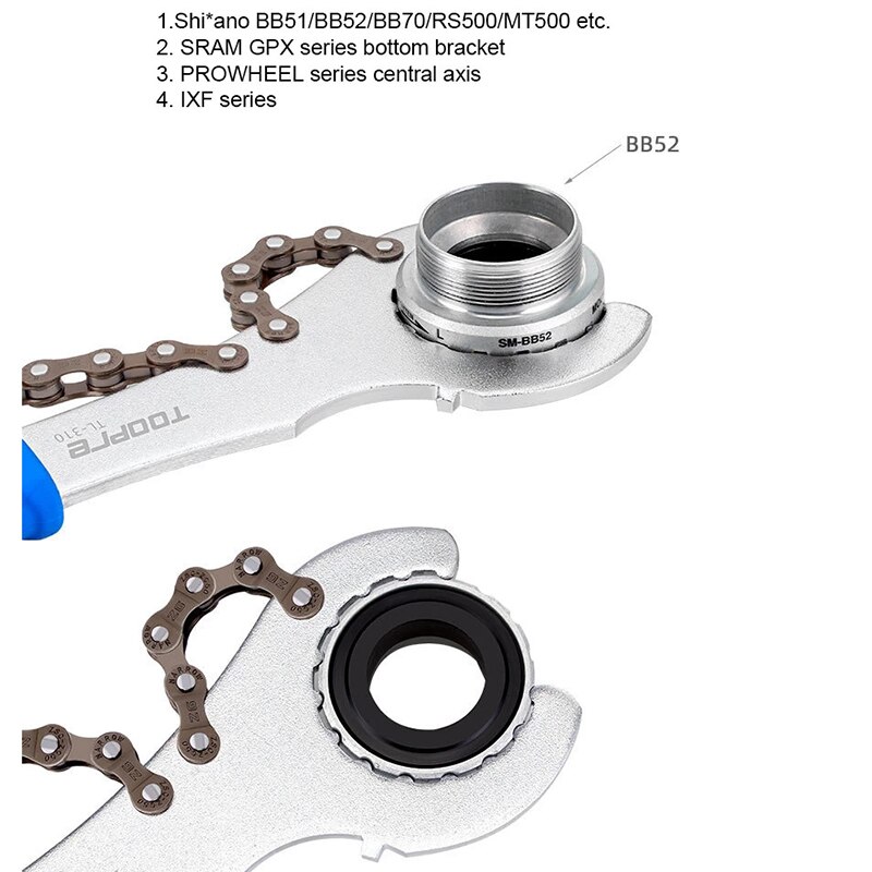 3 In 1 Fiets Freewheel Wrench Tandwiel Verwijderen Met Ketting Zweep Fiets Reparatie Tool Cassettetandwiel Remover Vliegwiel Sleutel