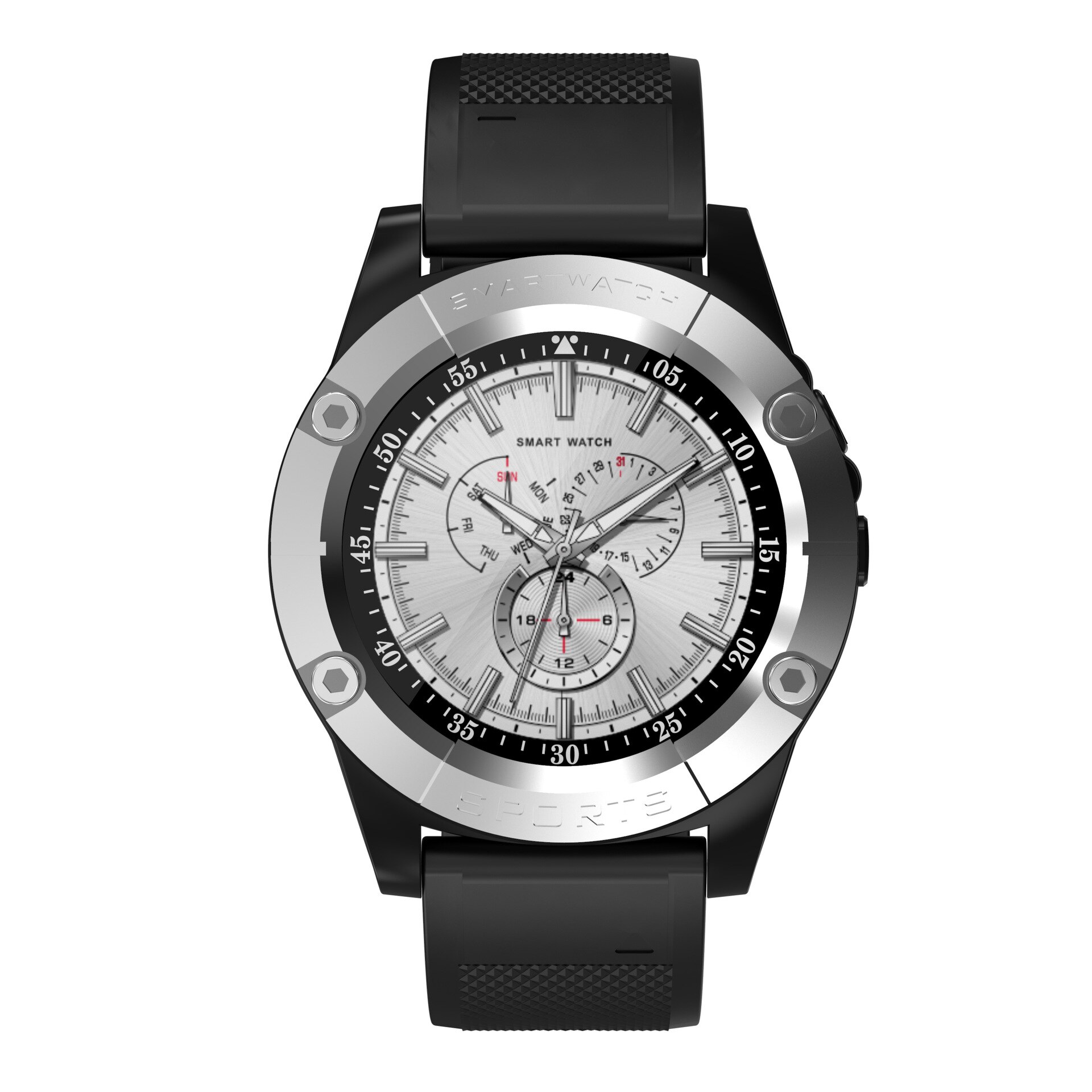 Bluetooth montre intelligente SW98 Smartwatch sommeil Tracker réveil cadran Message rappel d'appel SIM TF caméra Smartwatch pour Android: SW98 Silver