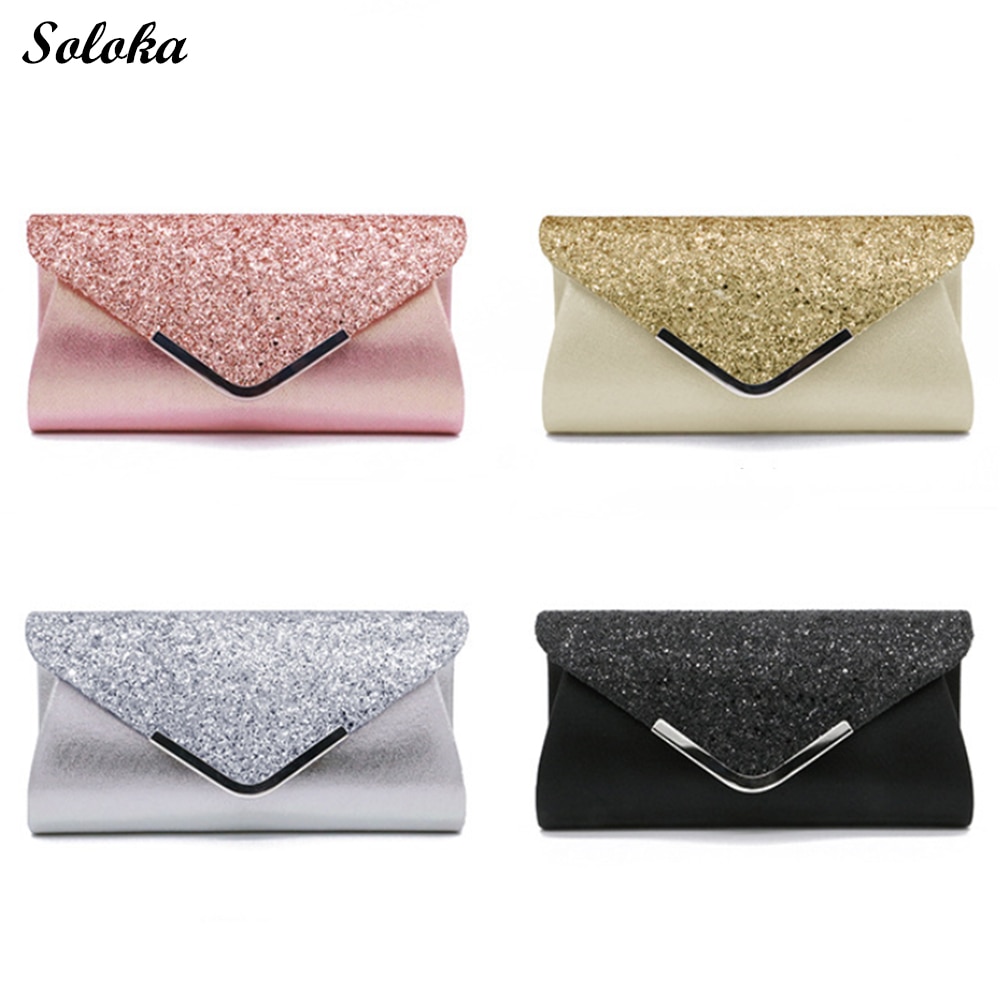 Sacs à main de soirée en PU pour femmes, pochettes de mariage, chaîne à bandoulière scintillante, 1 pièce