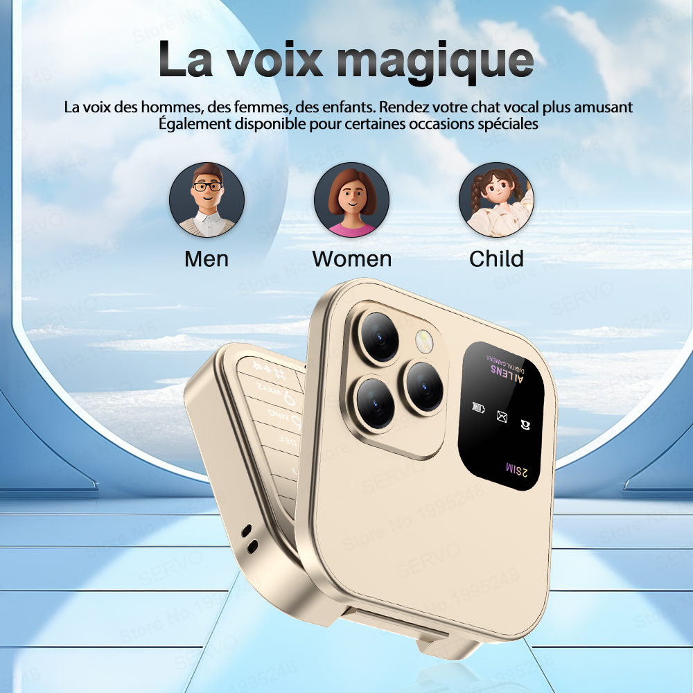 Servo i16 pro dobrável mini telefone móvel 2g cartão sim duplo velocidade dial voz mágica 1.77''tela 3.5mm jack flip celular tipo-c