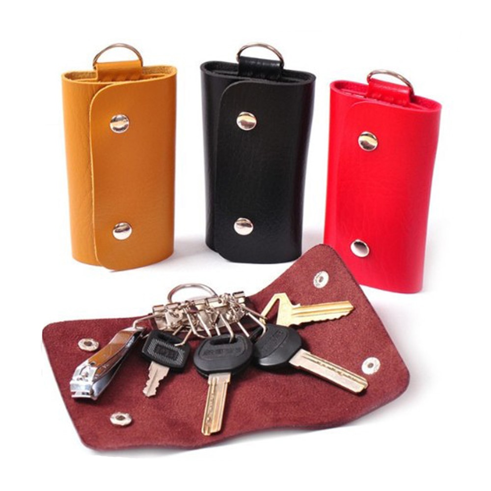 Housekeeper Key Organizer PU Leather Wallet Women Men's Car Key Ring Holder Case Bag Auto Keychain Hasp Pouch Pocket Storage