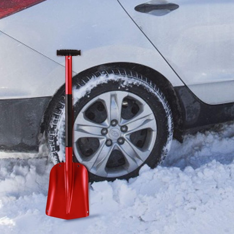 Aluminum Lightweight Snow Shovel for Car Emergency, 21Inch -32Inch Durable Compact Collapsible Snowboard Shovel,Red: Default Title