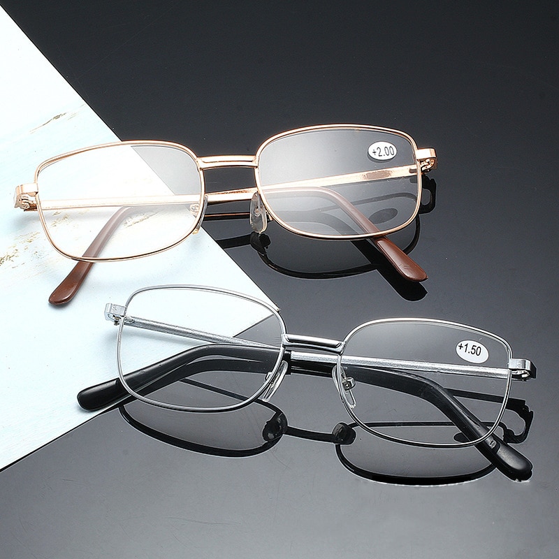 Metal Reading Glasses Resin Square Frame Diopter Presbyopia Men Women Alloy Droppshiping Gafas 200 250 150