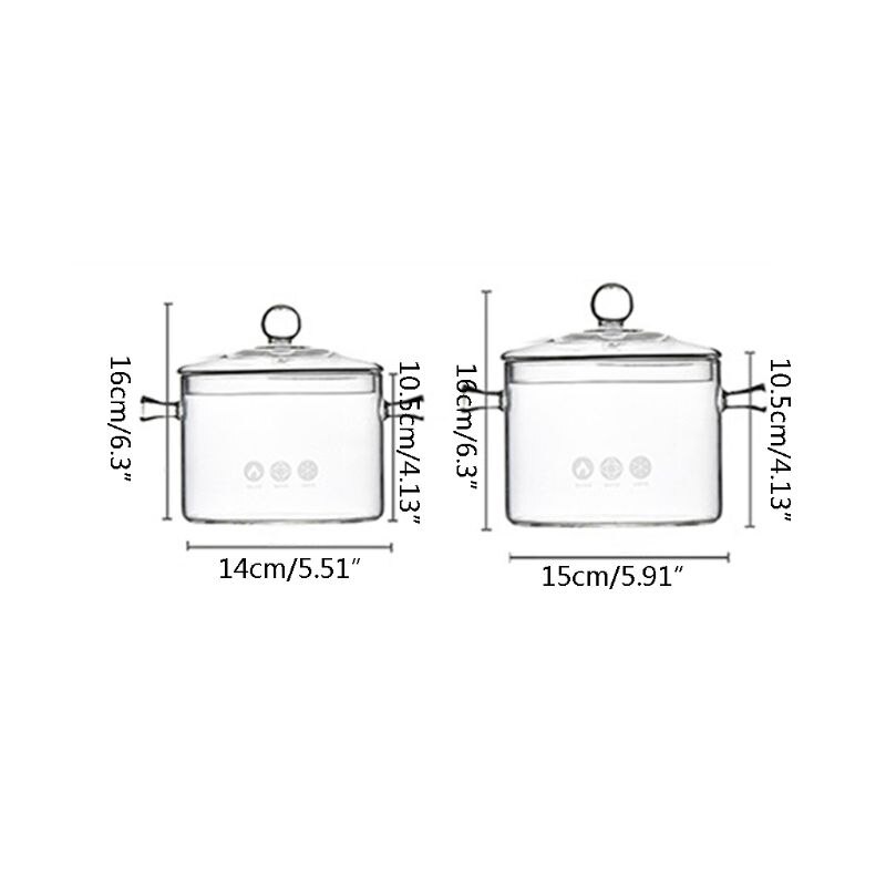 Pot en verre borosilicate haute température, cuiseur de cuisine, sûre et non toxique