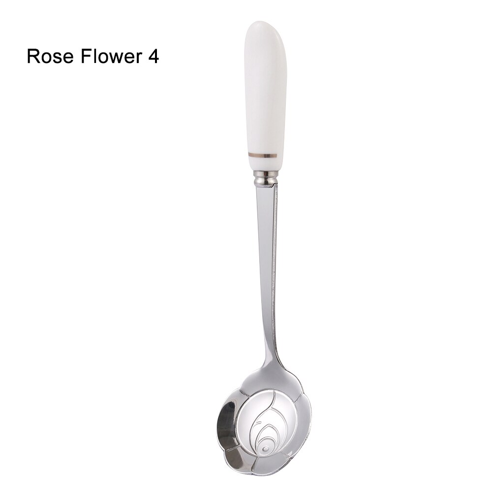 Rvs Koffie Lepel Keramische Handvat Theelepels Bestek Lepel Ijs Suiker Bestek Goud Keuken Tool: Cherry Blossom 4