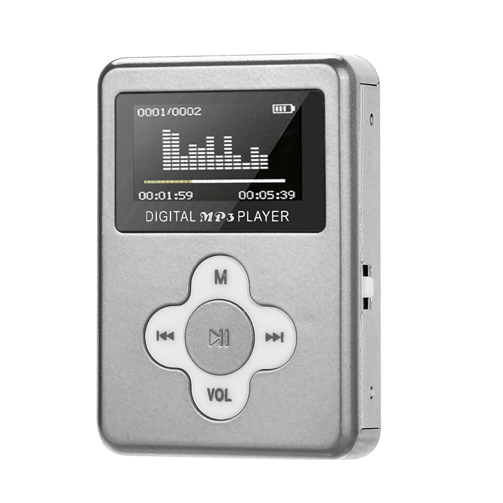 Kinganda USB Mini reproductor MP3, pantalla LCD, compatible con 32GB, tarjeta Micro SD TF 7,15: Silver