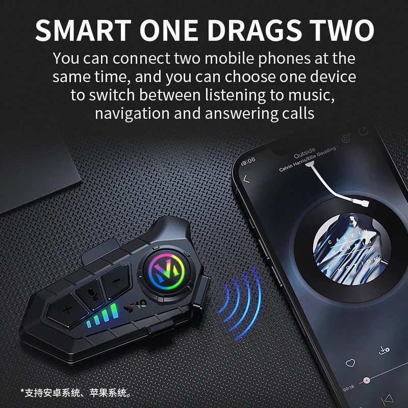 Auriculares Y10 para casco de motocicleta, Bluetooth 5,3, control de voz, inalámbricos, manos libres, parlantes, resistentes al agua