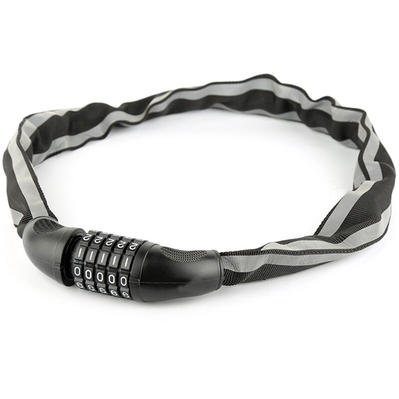 Sykkel reflekterende kjedelåser ,5-- sifret tilbakestillbare kombinasjon motorsykkel sykkelkjede kabellåser: Default Title