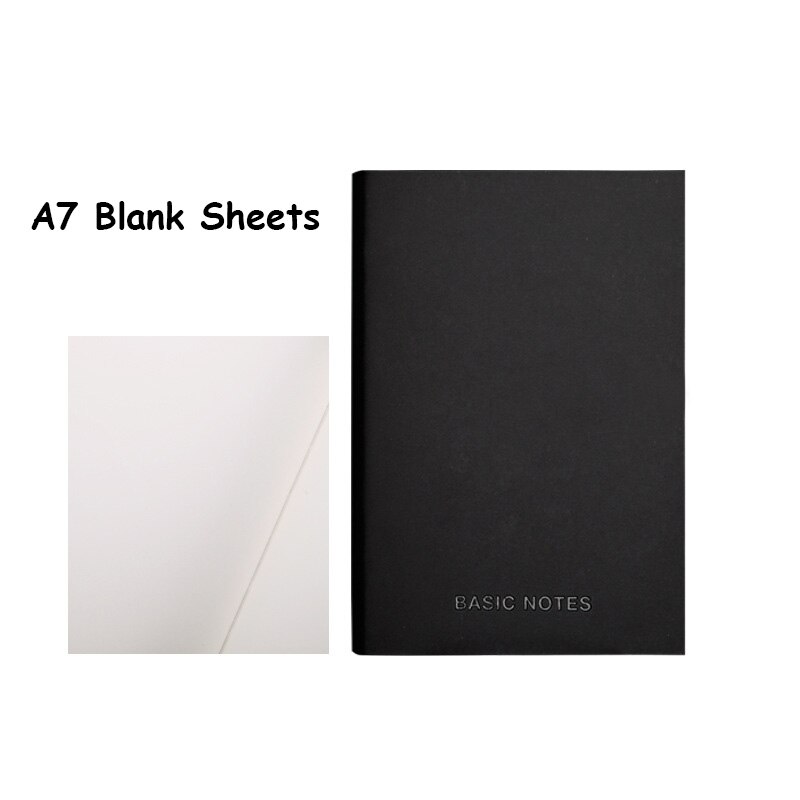 A5 A7 Black Notebook and Journal Blank Line Diary Planner Organizer DIY Agenda Note Book Back to School Business Travel Handbook: A7 Blank