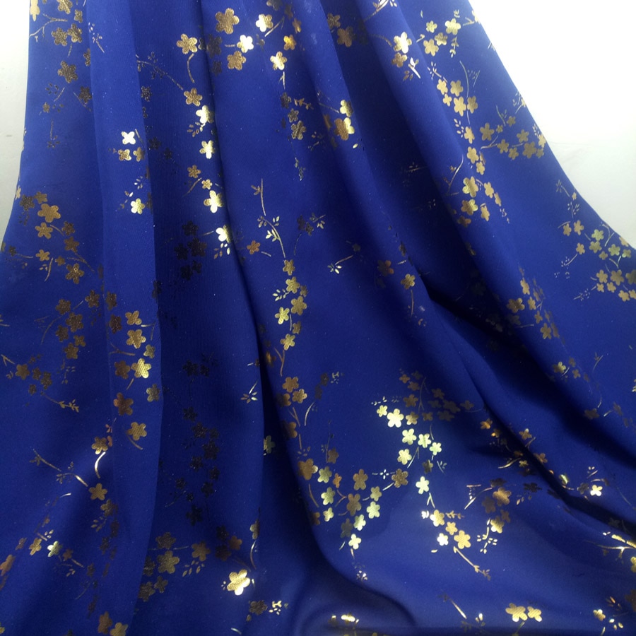 Dancing Dress Cosplay Fabric Bronzing Chiffon Plum Blossom 100D Chiffon Fabric Bronzed Costume Material DIY Stage 1 Meter