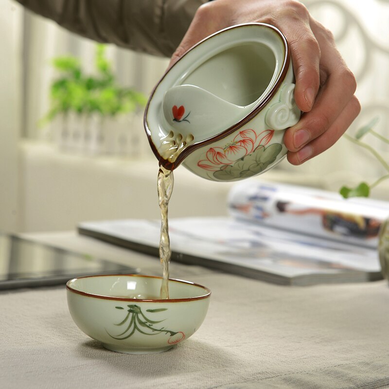 1 kande 1 kop gaiwan håndmalet porcelæn tekande te kop gaiwan rejse te sæt kungfu tesets quik kop tekop keramisk tekande