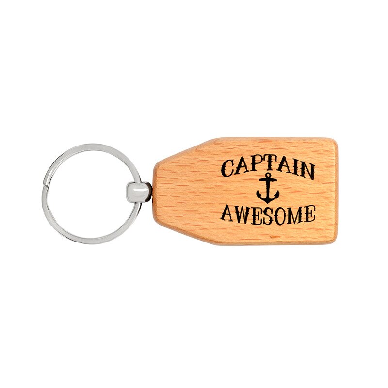 Juelee Natuurlijke Houten Sleutelhanger Sleutelhanger Ronde Vierkante Anti Verloren PAPA/VADER/OPA LIEFDE U MEER MEISJE JONGEN VRIEND Hout Sleutelhangers: square captain