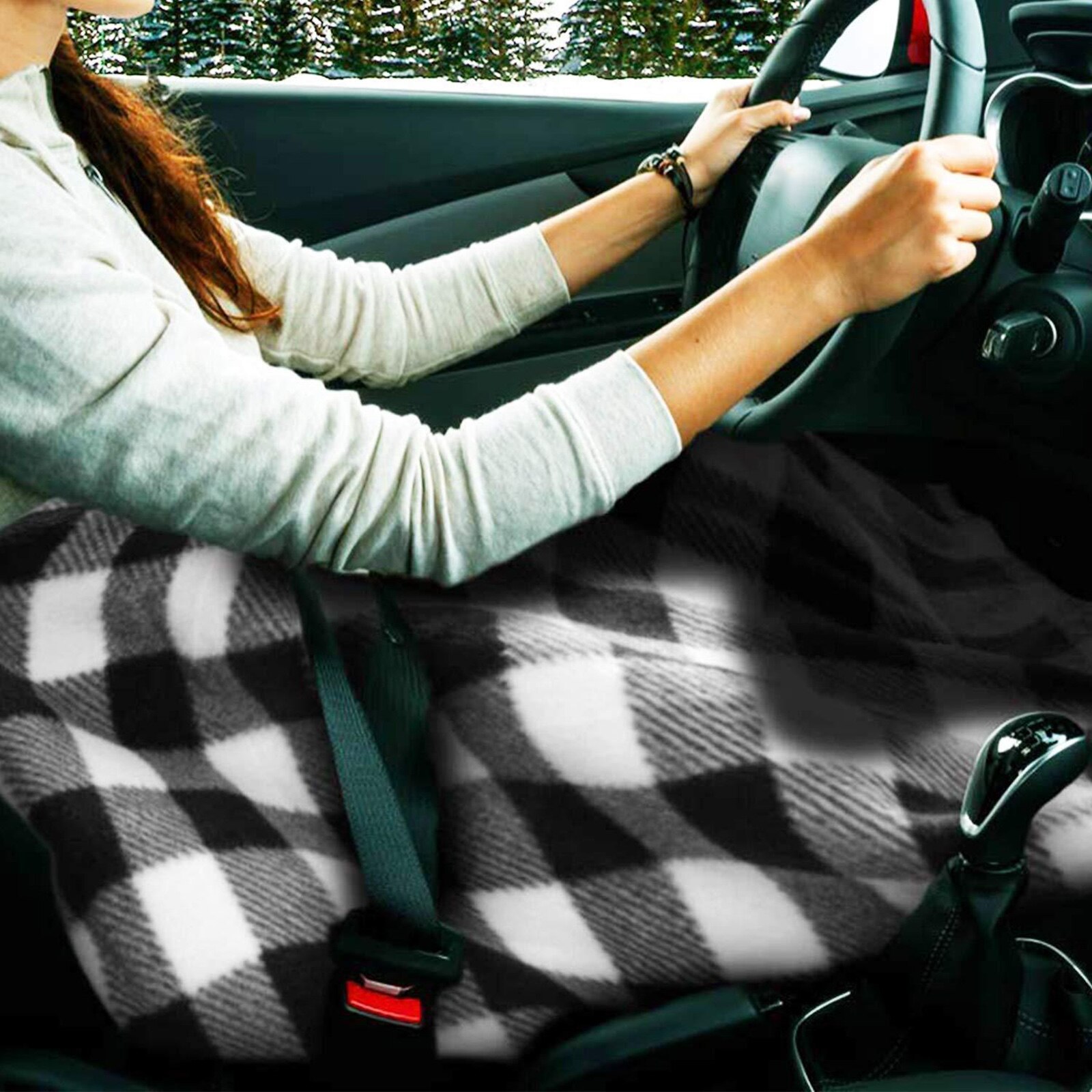 Electric Car Blanket Heated 12 Volt Fleece Travel Throw Rug for Car Cold Weather Overheating Protection Blanket