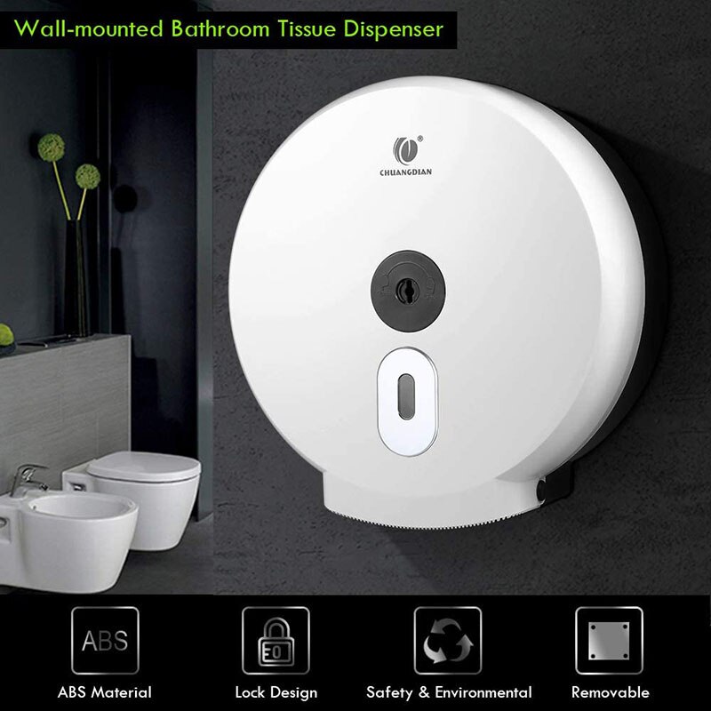 Wall-Mounted Bathroom Big Tissue Dispenser Round Roll Paper Towel Holder Paper Towel Dispenser Storage Box