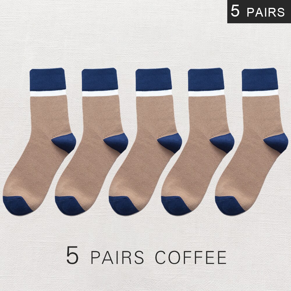 Calcetines de algodón transpirables para hombre, calcetín informal de negocios, , estilo Harajuku japonés, invierno,: 5 coffee