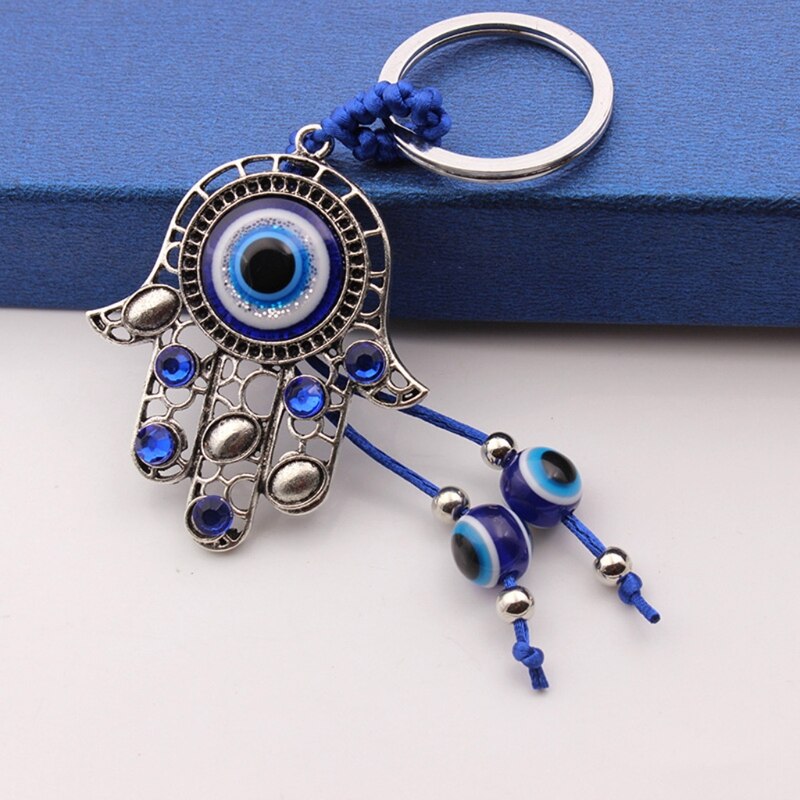 Amuletos de Ojo Azul turco, protección de pared, colgante, mano de Hamsa, llavero de coche