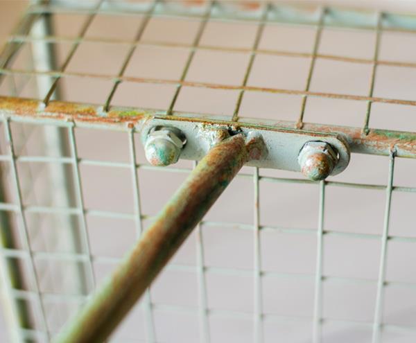 rustic handmade rectangle wire top metal vintage side table