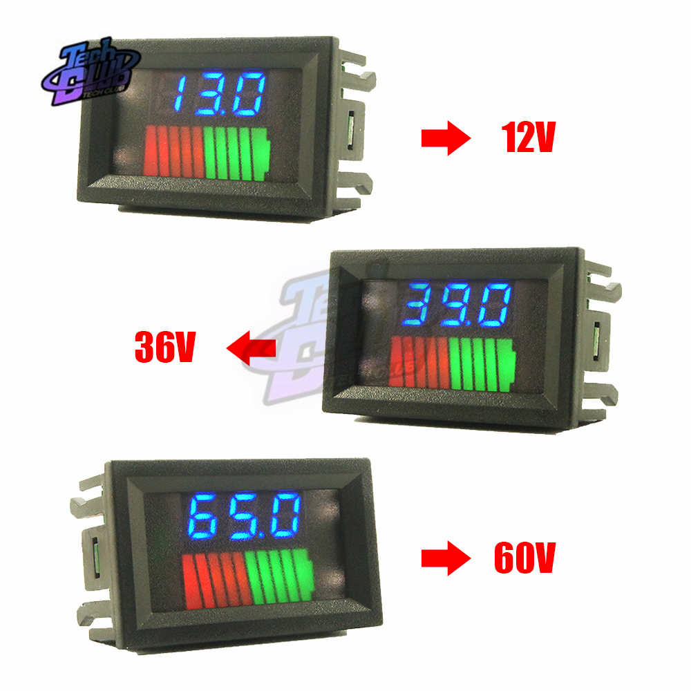 10- segment batteriniveau led-display lithium batterikapacitetsmåler opladningsindikator batteritest rød grøn blå 12/36/60/24/48v: Blå 12v 36v 60v