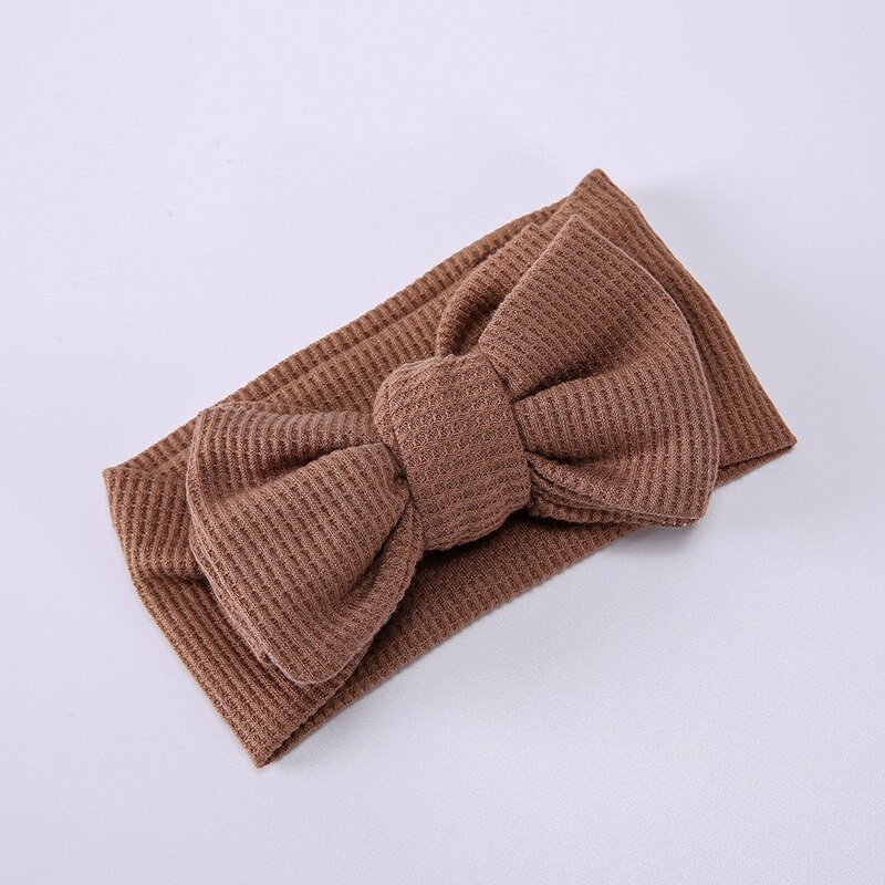 Ins Baby Hoofdband Big Bows Tulband Meisje Hoofdbanden Winter Haaraccessoires Kids Wafel Haarband Peuter Headwraps Dubbele Laag
