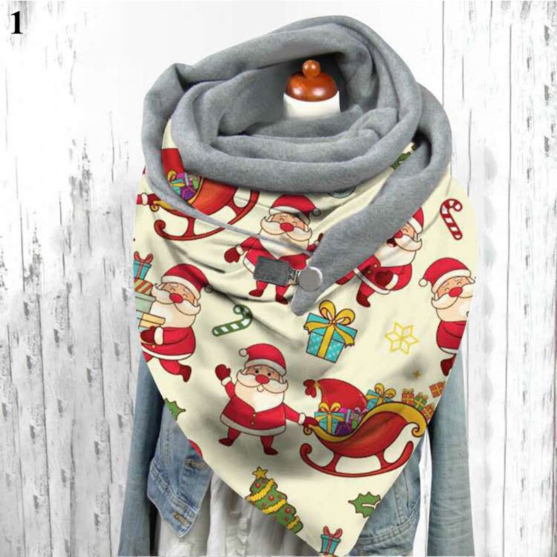 Multi-usages col châle femmes noël impression écharpe bouton écharpe enveloppes Triangle foulards Plus velours motif papillon: 1